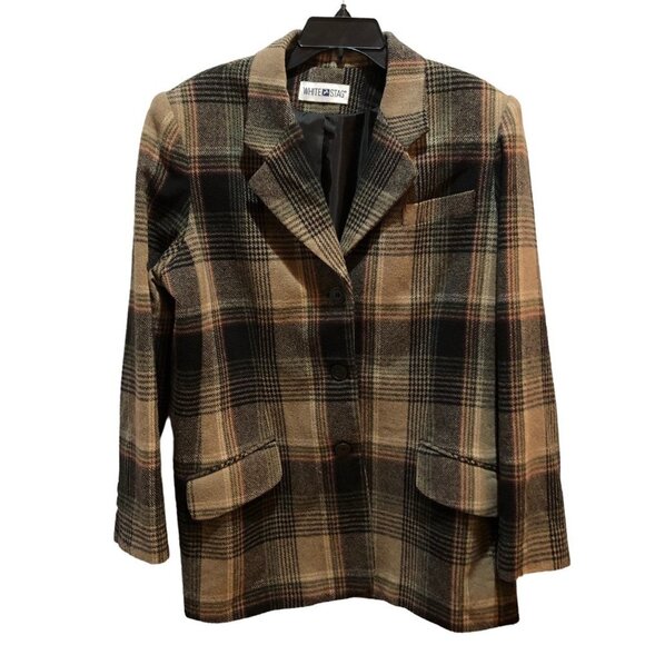 VTG White Stag Womens 1X  Brown Plaid 3 Button Front Blazer Jacket Academia - Picture 2 of 10